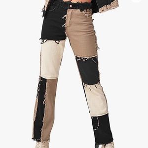 Patchwork High Waisted Jeans